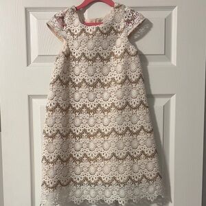 Elegant Lace Kids Dress - Cream and Gold